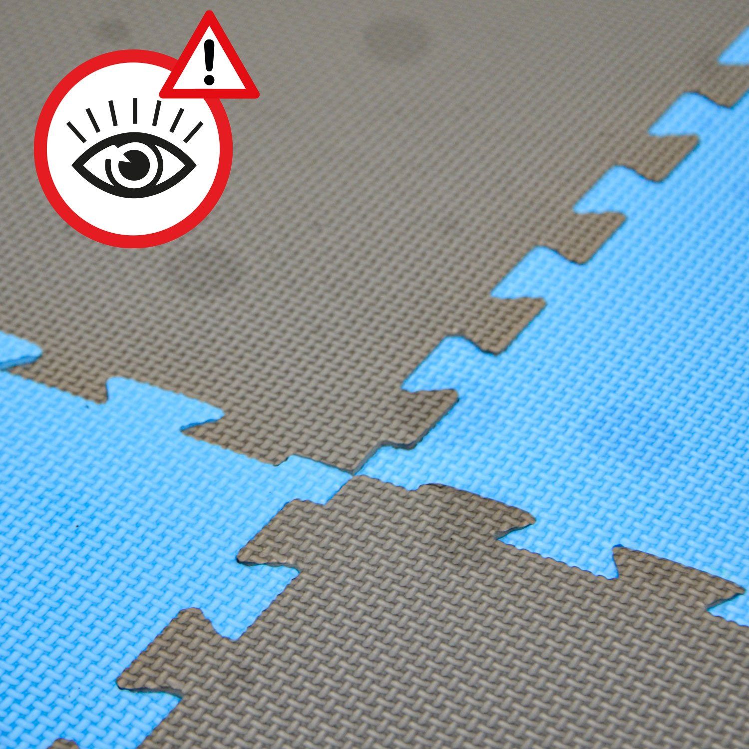 eyepower Fitnessmatte 2 cm Dick: 1m² Bodenschutz Fitnessmatte 50 x 50 cm, 4 Sportmatten Optische Mängel