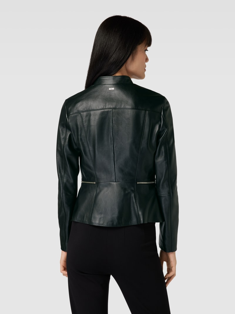 Lederjacke mit Reißverschlusstaschen Modell 'Salometa' in schwarz