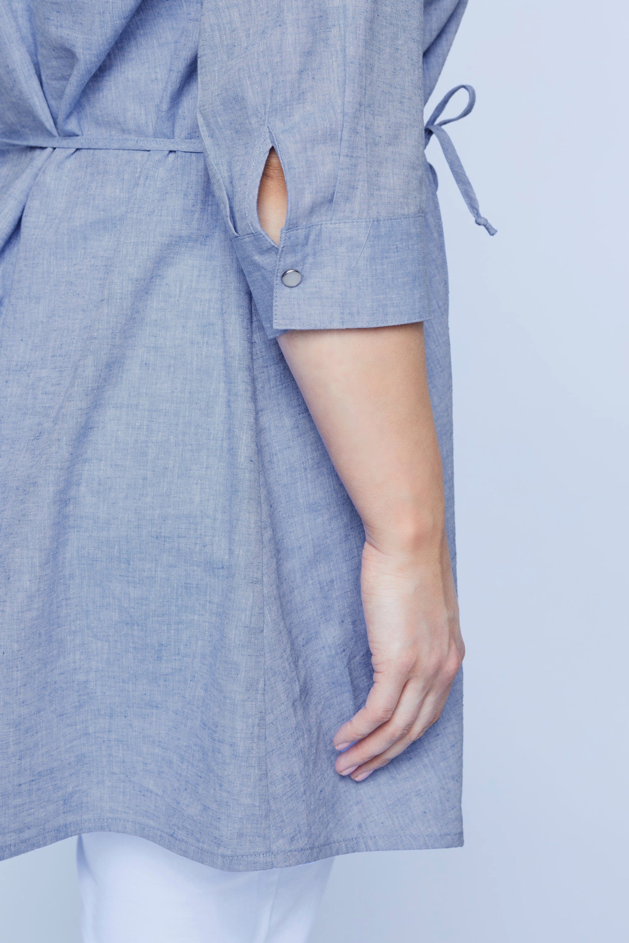 Ulla Popken Umstandsbluse Bellieva-Bluse extra lang Druckknöpfe 3/4-Ärmel