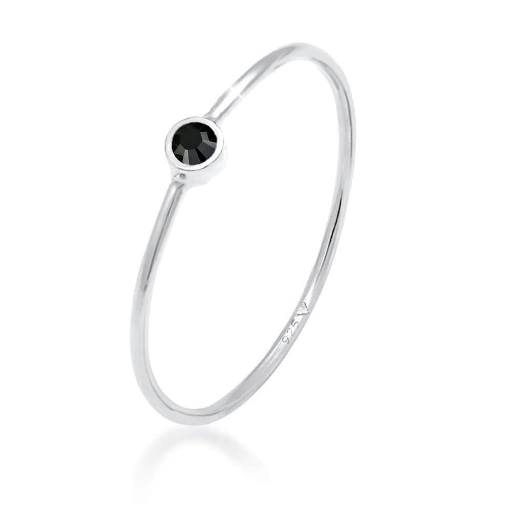 Elli Elli Bague Femmes Empilage Minimaliste Filigrane avec Cristal en Argent Sterling  Bague