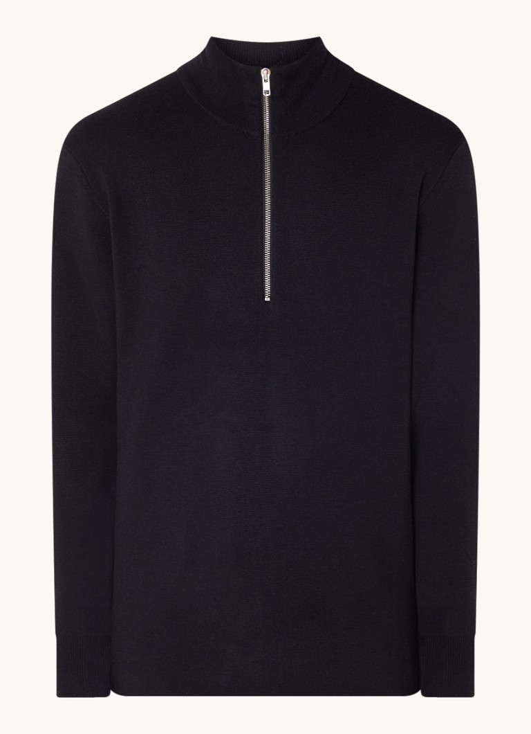 NN.07 Harald fine-knit sweater with half zip in wool blend
