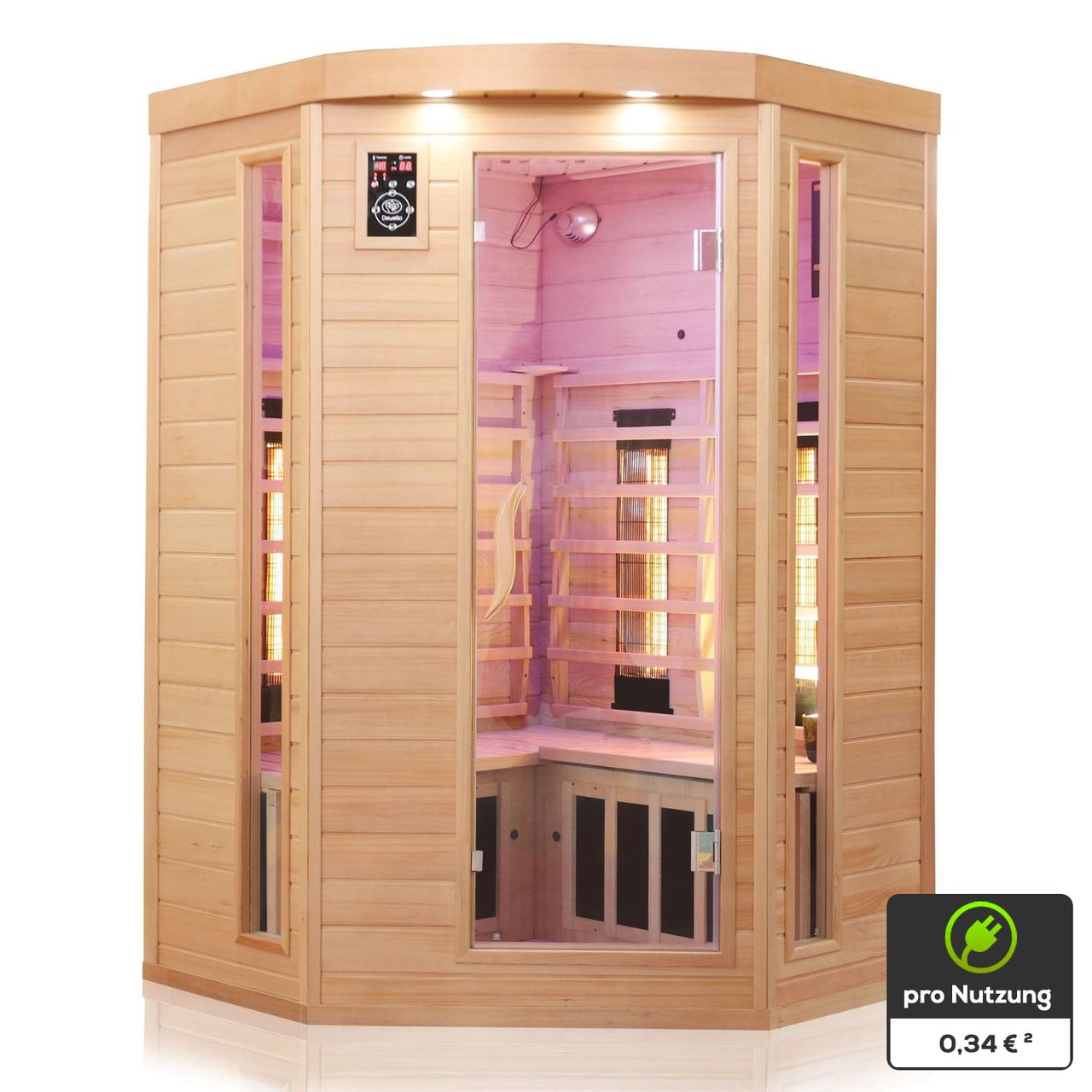 TroniTechnik Dewello® Infrarotkabine Infrarotsauna Wärmekabine LAKEFIELD 3 140cm x 140cm 5 Vollspektrumstrahler