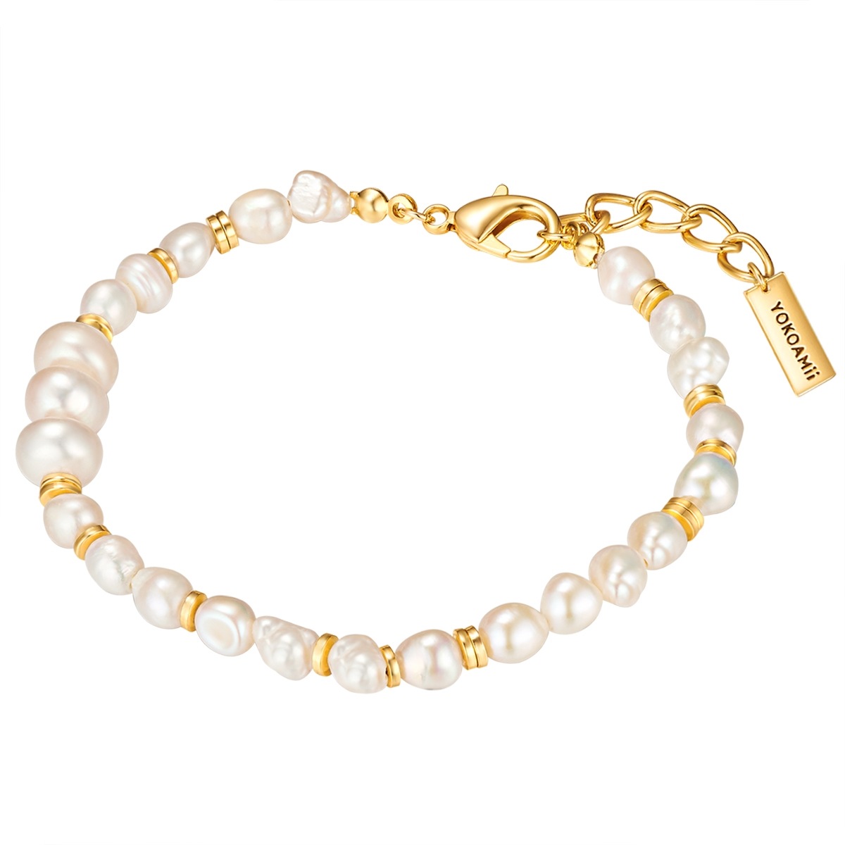 Armband Metall Süßwasser-Zuchtperle in Gelbgold