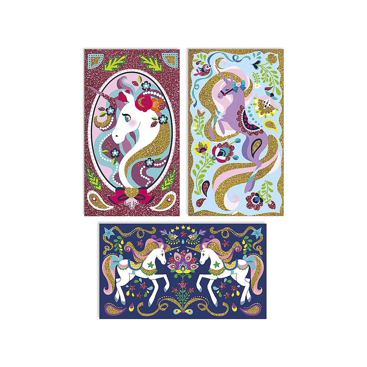Kreativ-Set Glitzerkarten Einhörner
