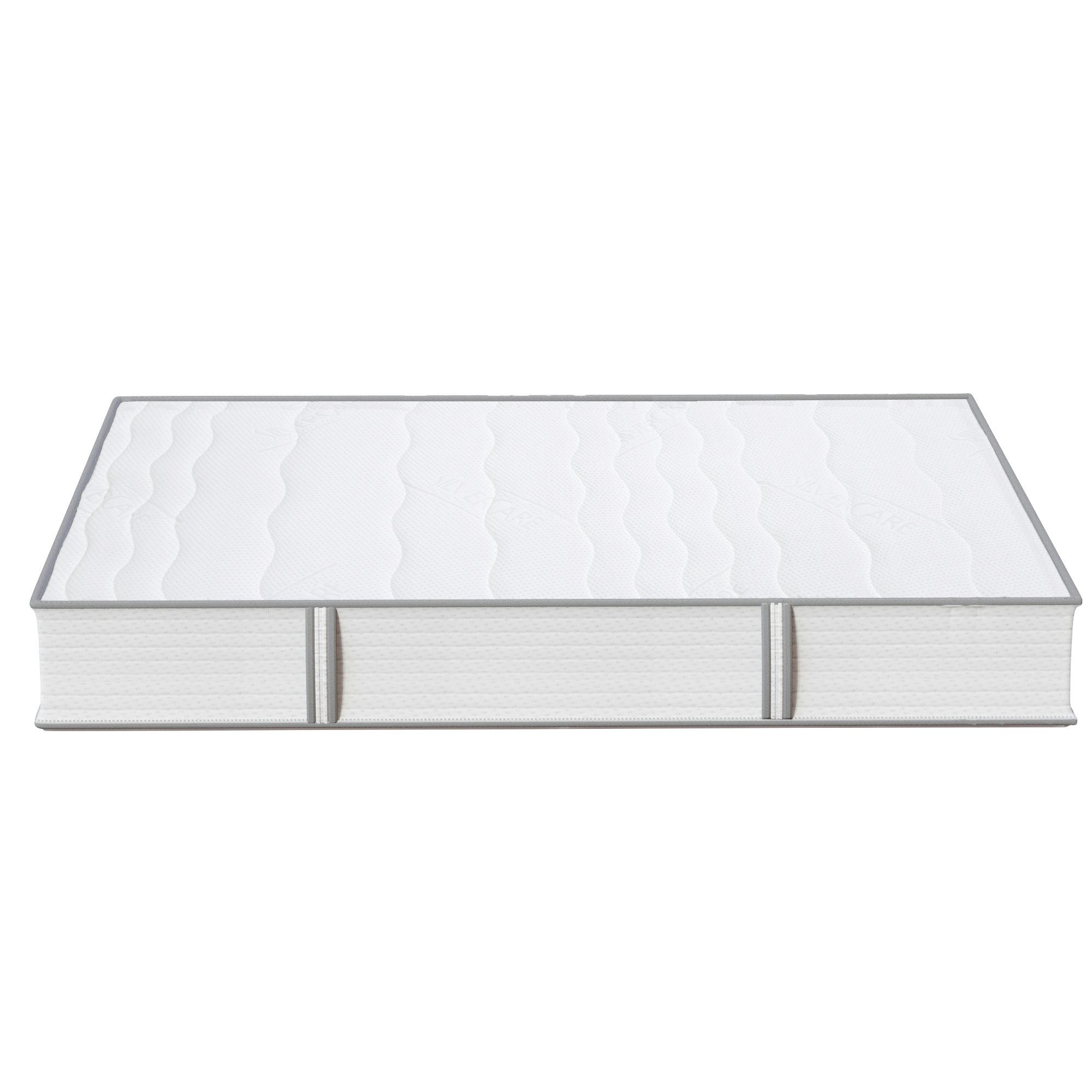 Taschenfederkernmatratze MEDIC SILVER, MSS e.K., 24 cm hoch, 120 x 200 cm, H2, H3, H4, H5, H5-XL, Silvercare Bezug, Antibakterielle Silberfäden, 4 Wendegriffe, 527 Federn, Federkernmatratze