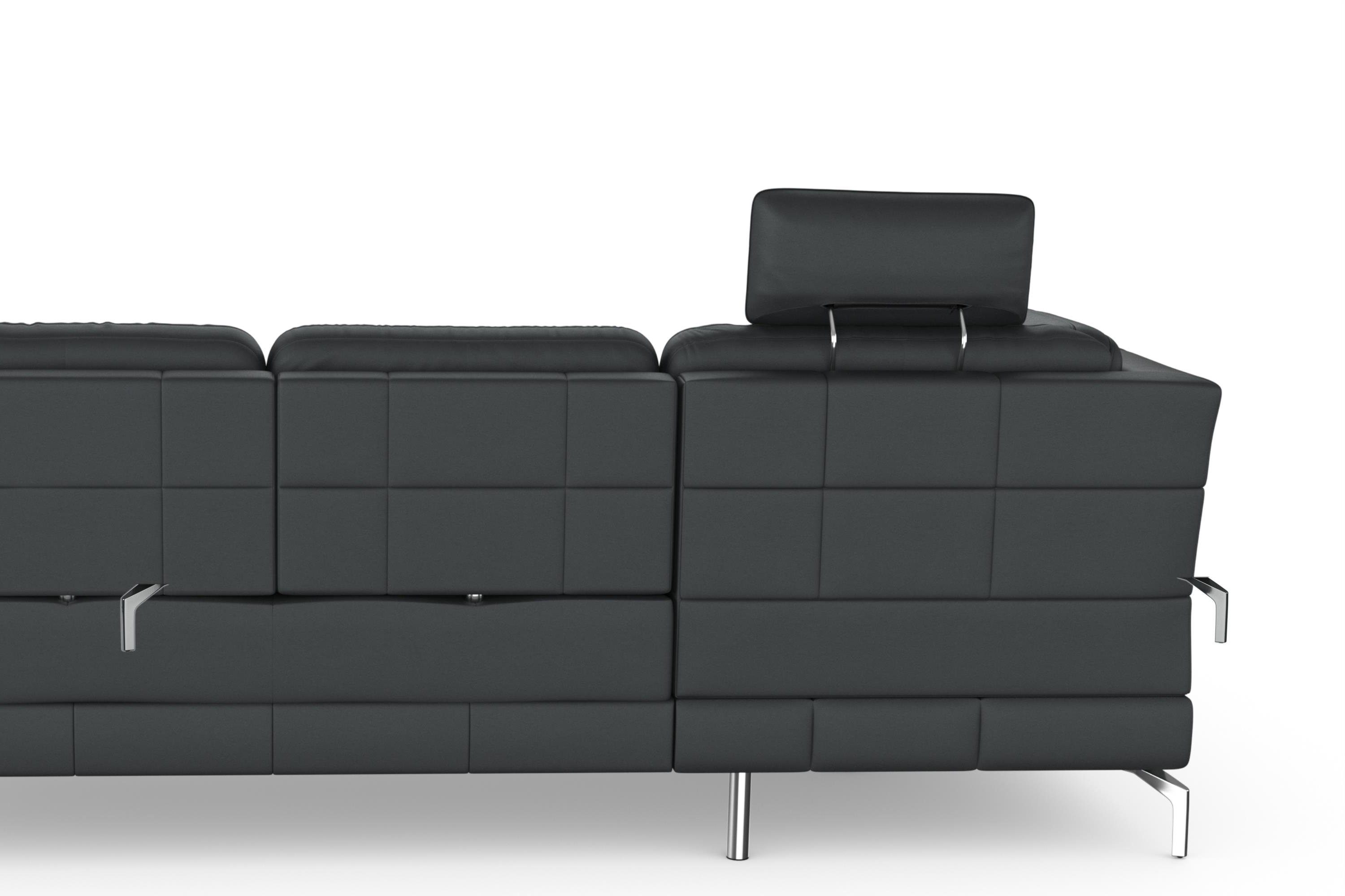 sit&more Ecksofa Bendigo, inklusive Sitztiefenverstellung, Bodenfreiheit 15 cm, in 2 Fußfarben