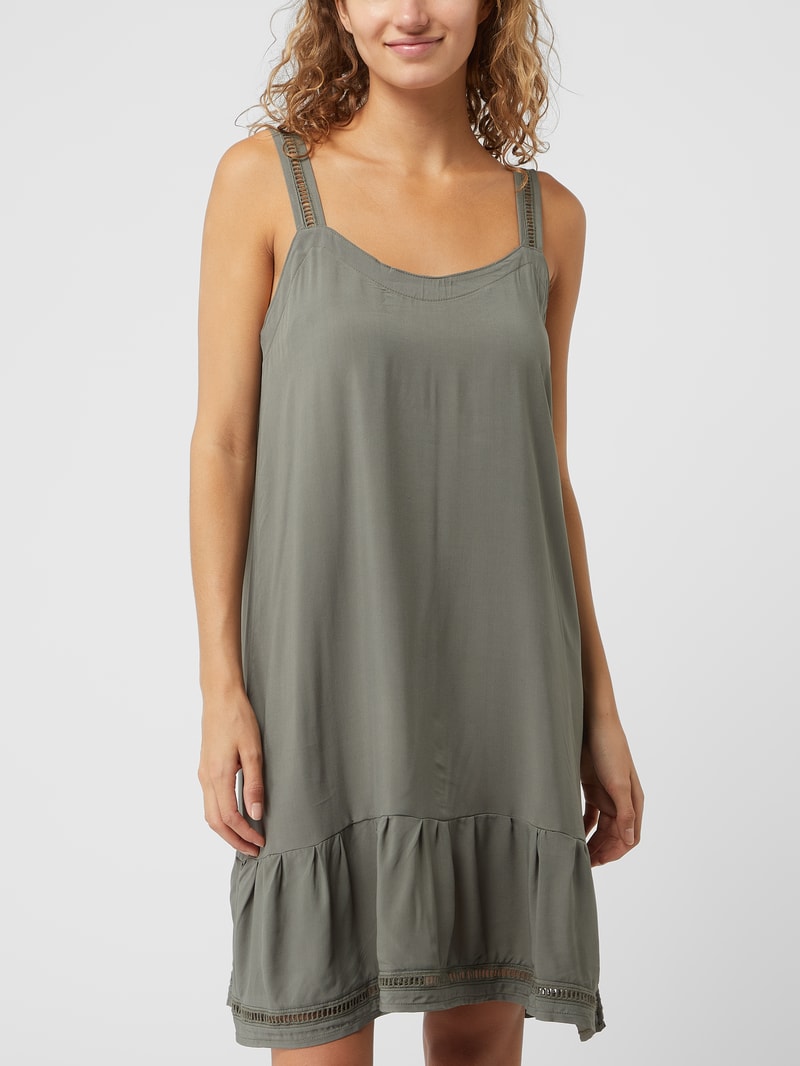 Kleid mit Lochspitze in khaki