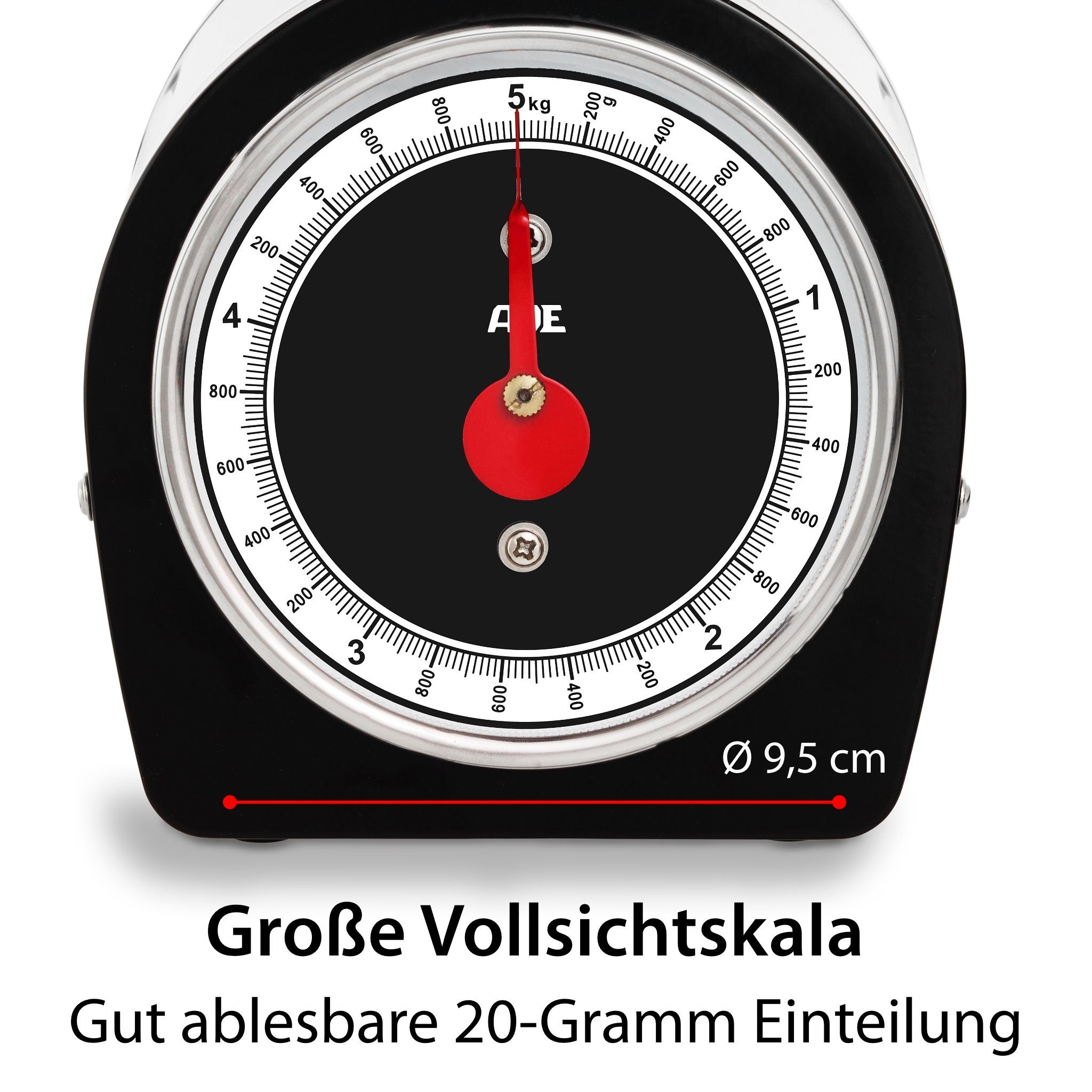ADE Schüsselwaage KM1900, Retro-Look, 5 kg Tragkraft, ohne Batterie