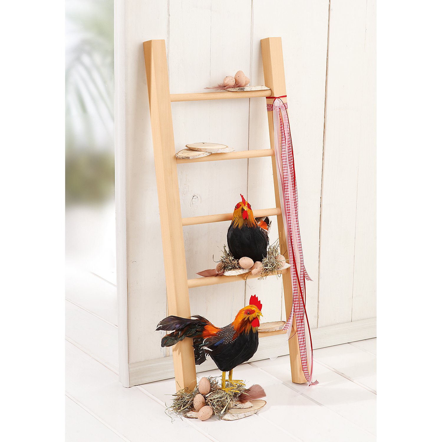 Federhahn und -huhn, 17 cm und 18 cm, 2 Stück