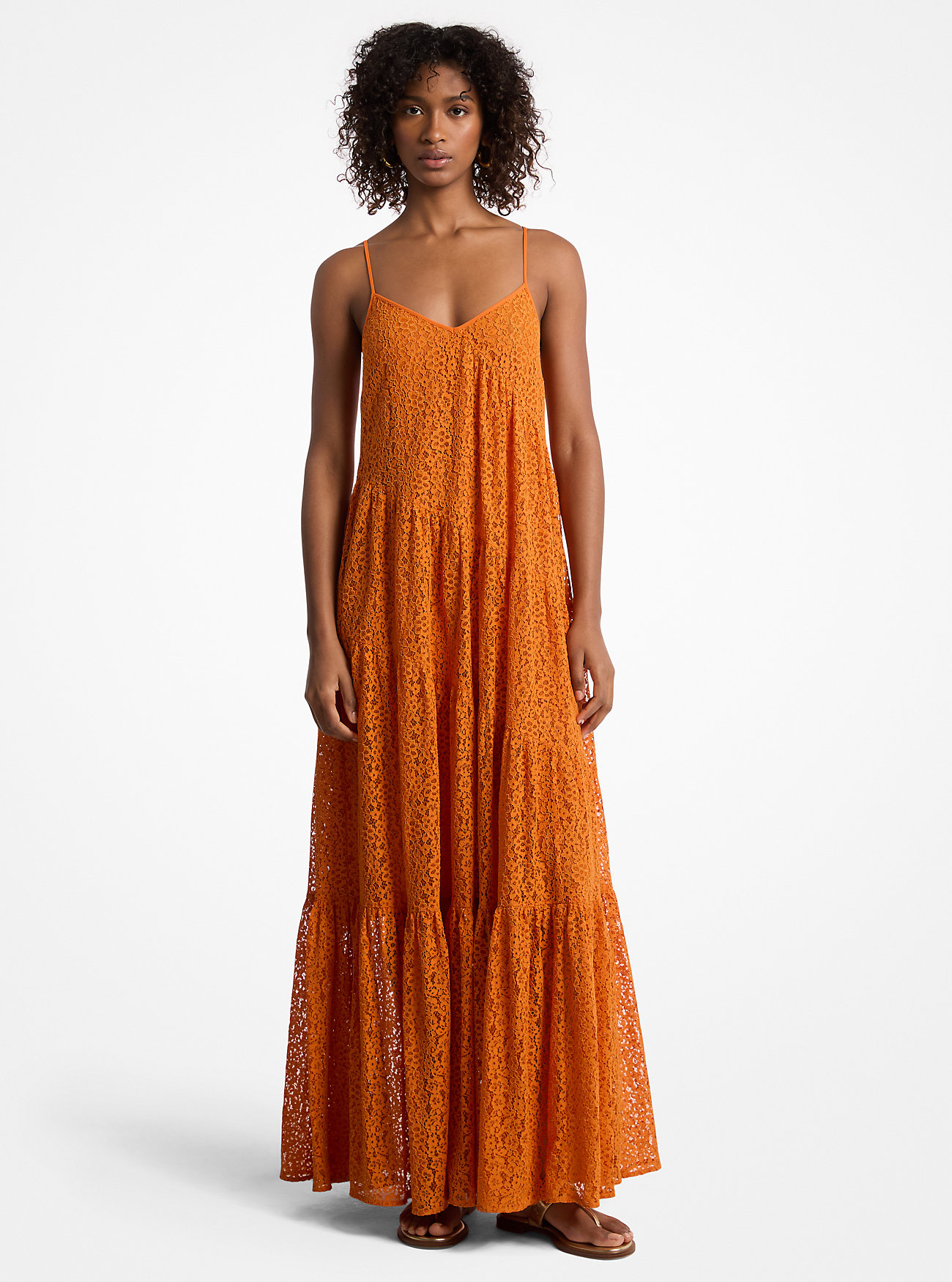 Floral Lace Tiered Slip Dress - LORANGE