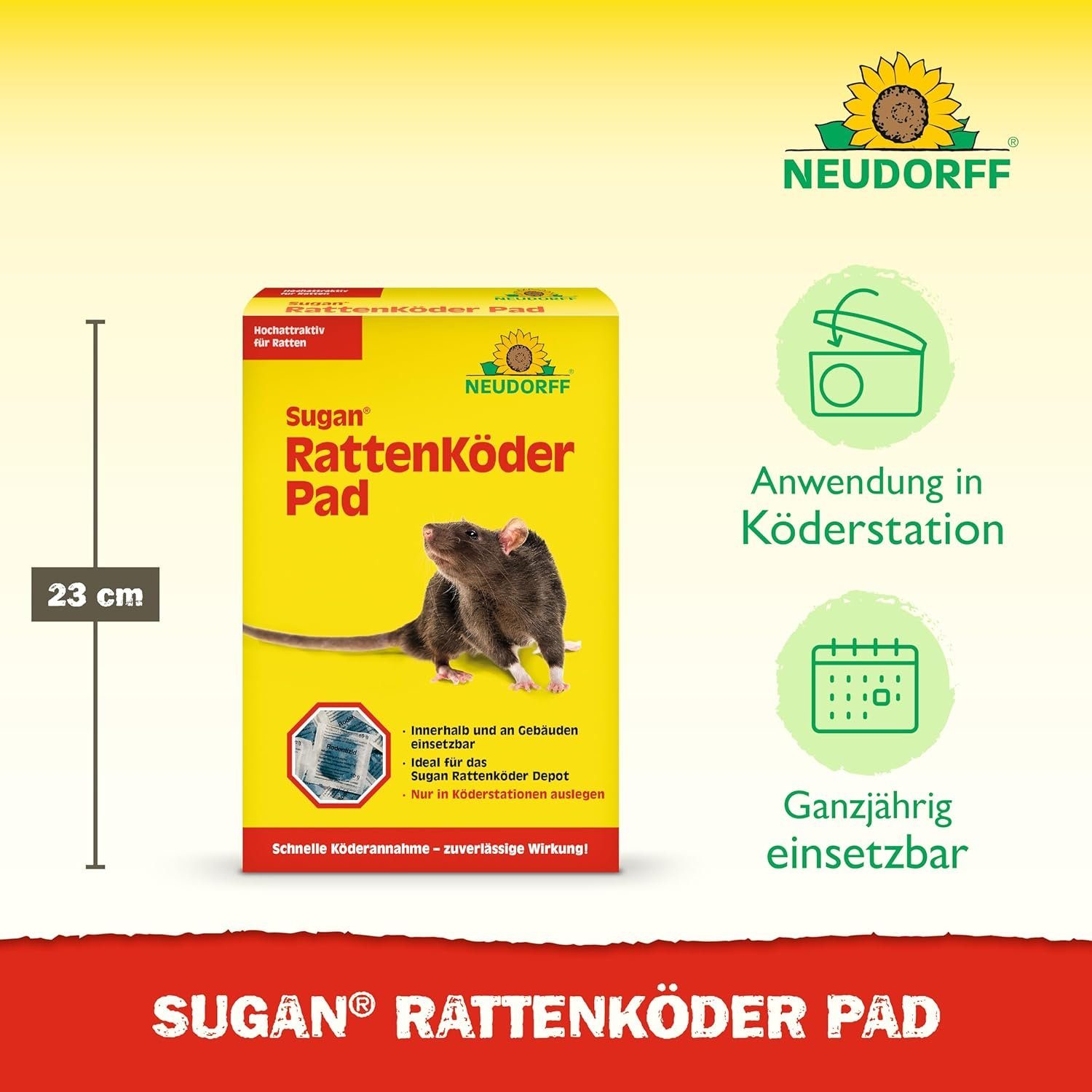Neudorff Gift-Rattenköder Sugan, 400 g, Ratten effektiv und sicher bekämpfen