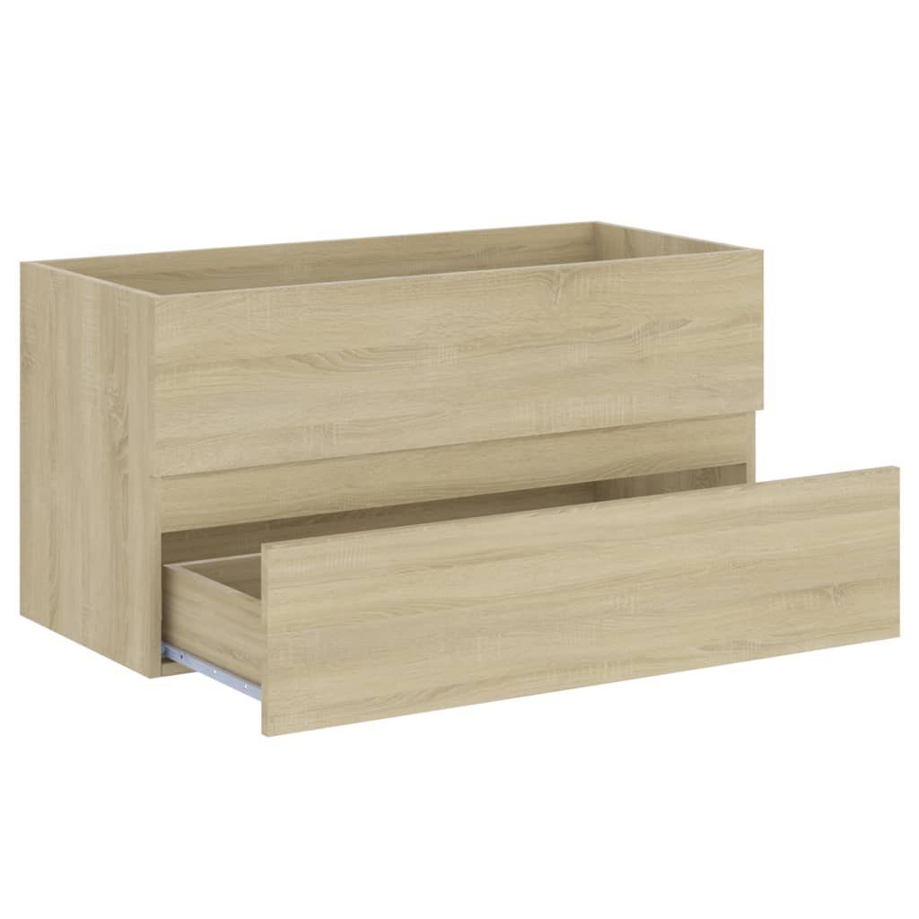vidaXL Badezimmerspiegelschrank Waschbeckenunterschrank Einbaubecken Sonoma-Eiche Holzwerkstoff (1-St)