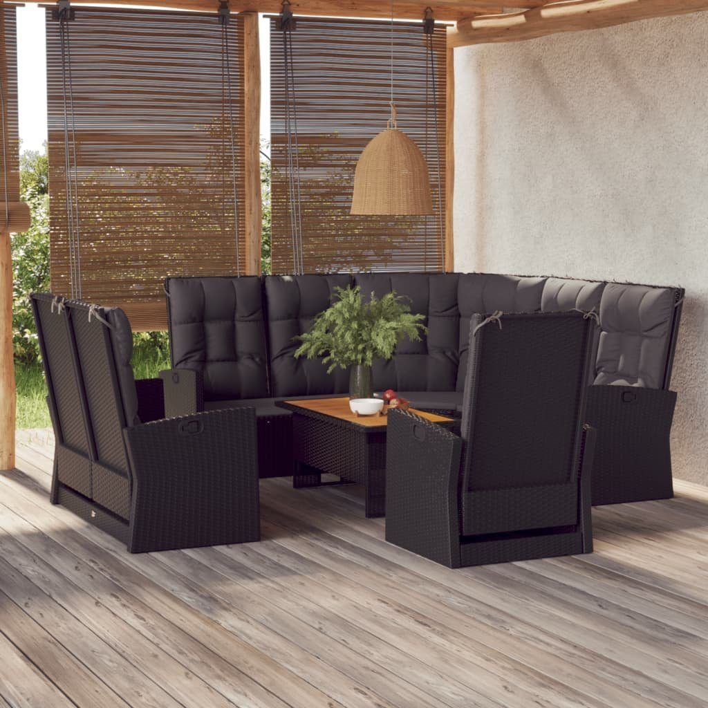DOTMALL Gartenlounge-Set (4-tlg), mit Ecksofa,Bank,Sessel,Tisch, inkl. Auflagen, Alu/Polyrattan