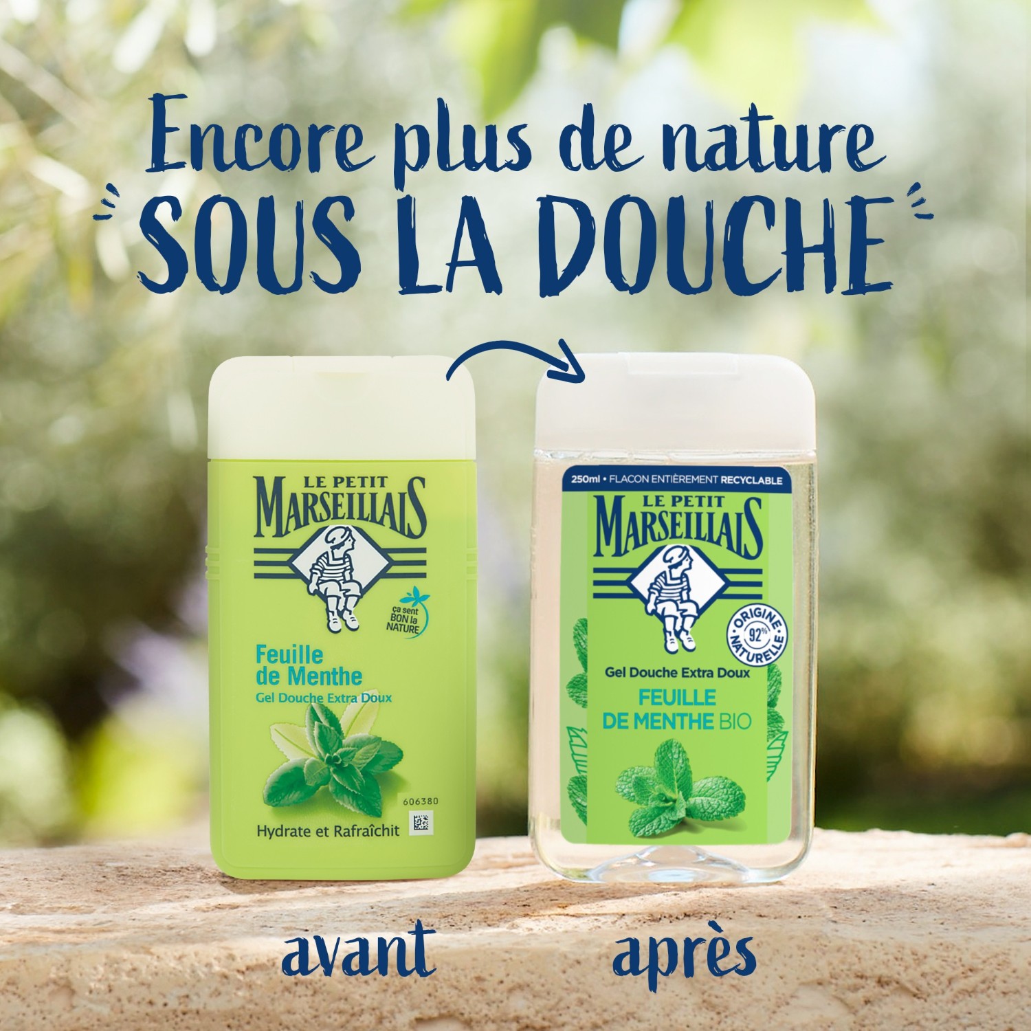 Le Petit Marseillais Extra Gentle Shower Gel Steklenička z listi mete