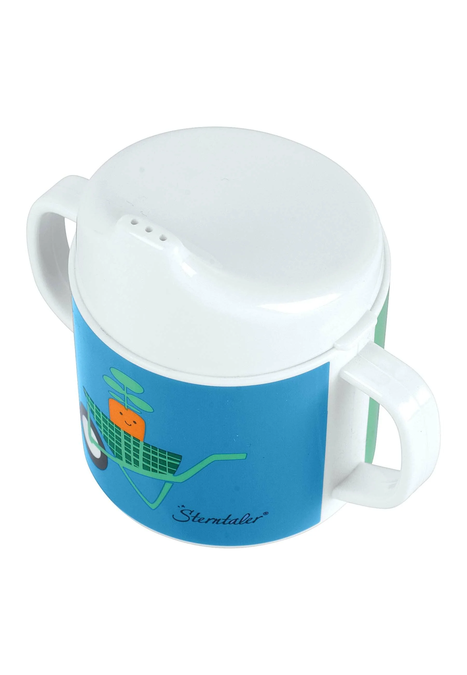 Henkeltasse Esel Emmilius in Blau mit Trinkaufsatz