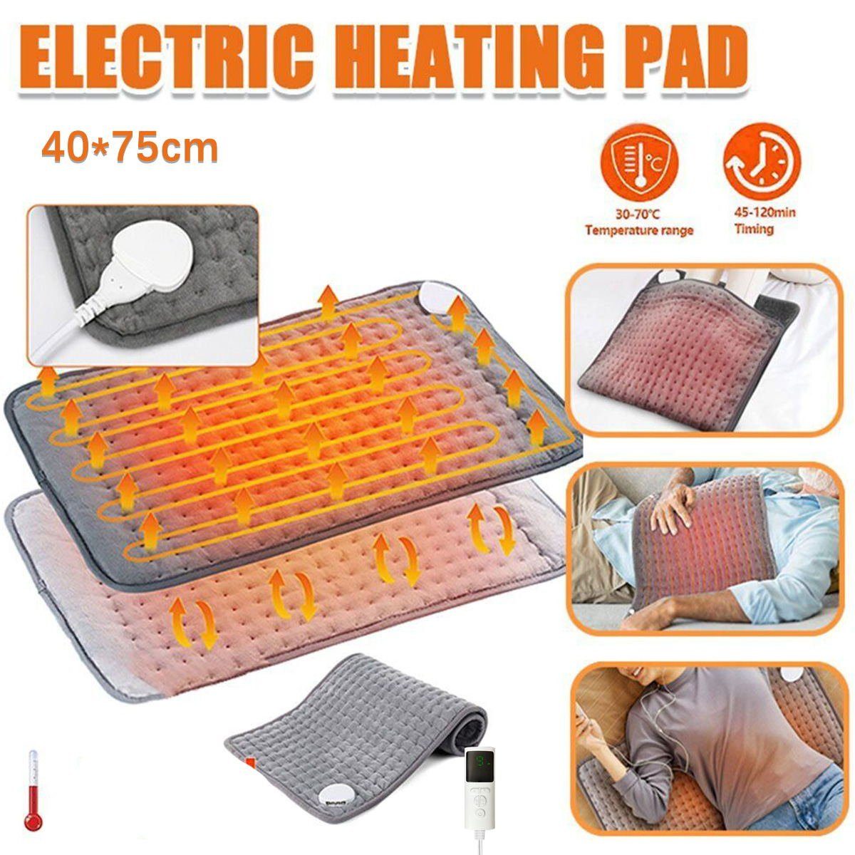meeteu Heizkissen 40*75cm Heizkissen Wärme mit Abschaltautomatik, Elektrisch Pad Heizmatte, Heizdecke, Elektrische Wärmekissen