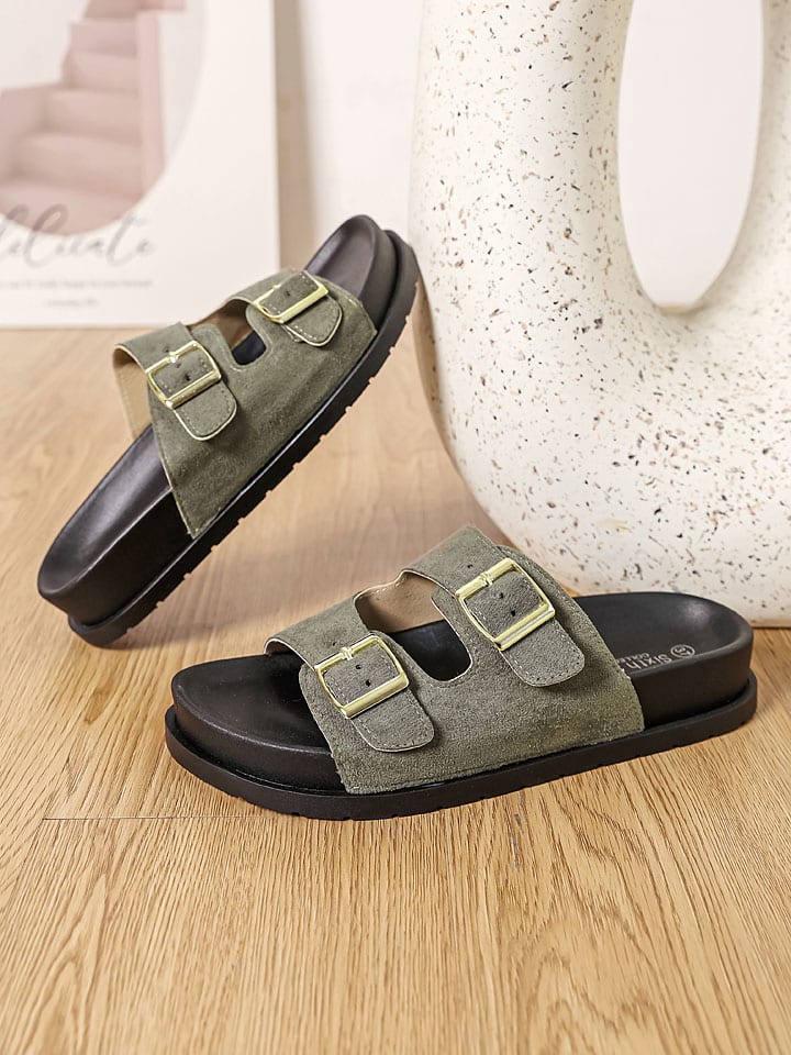 Sixth Sens Pantoletten in Khaki günstig kaufen