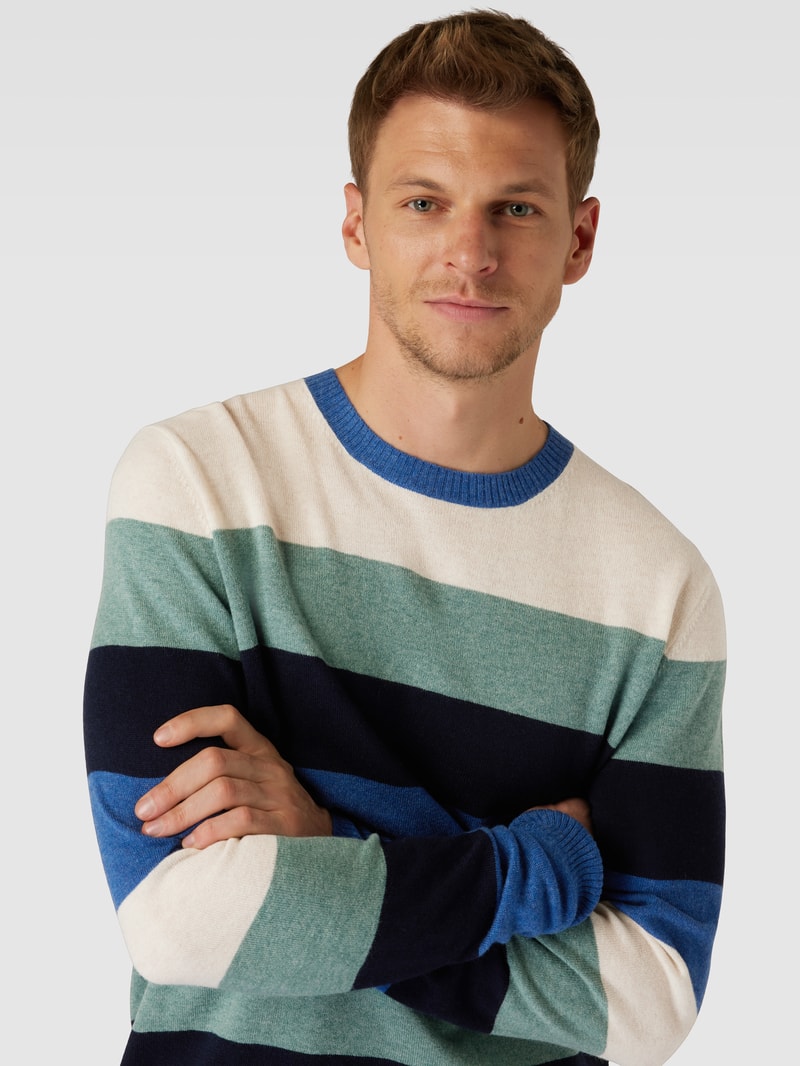 Strickpullover mit Blockstreifen in offwhite