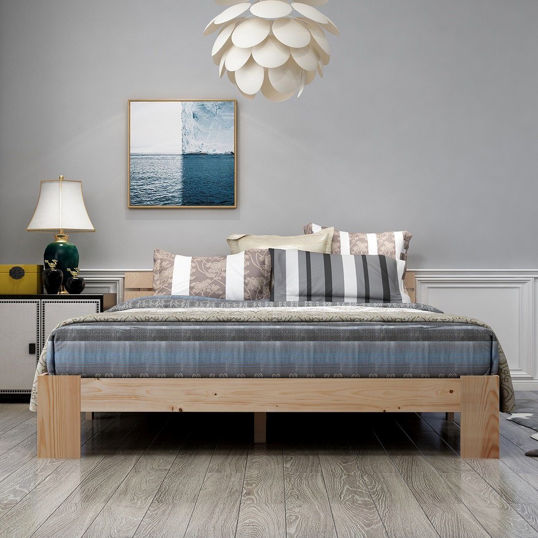 HAUSS SPLOE Holzbett Holzbett Einzelbett aus Bettgestell Kinderbett (ohne Matratze Massiv Massivholz Kieferbett 140x200 cm)