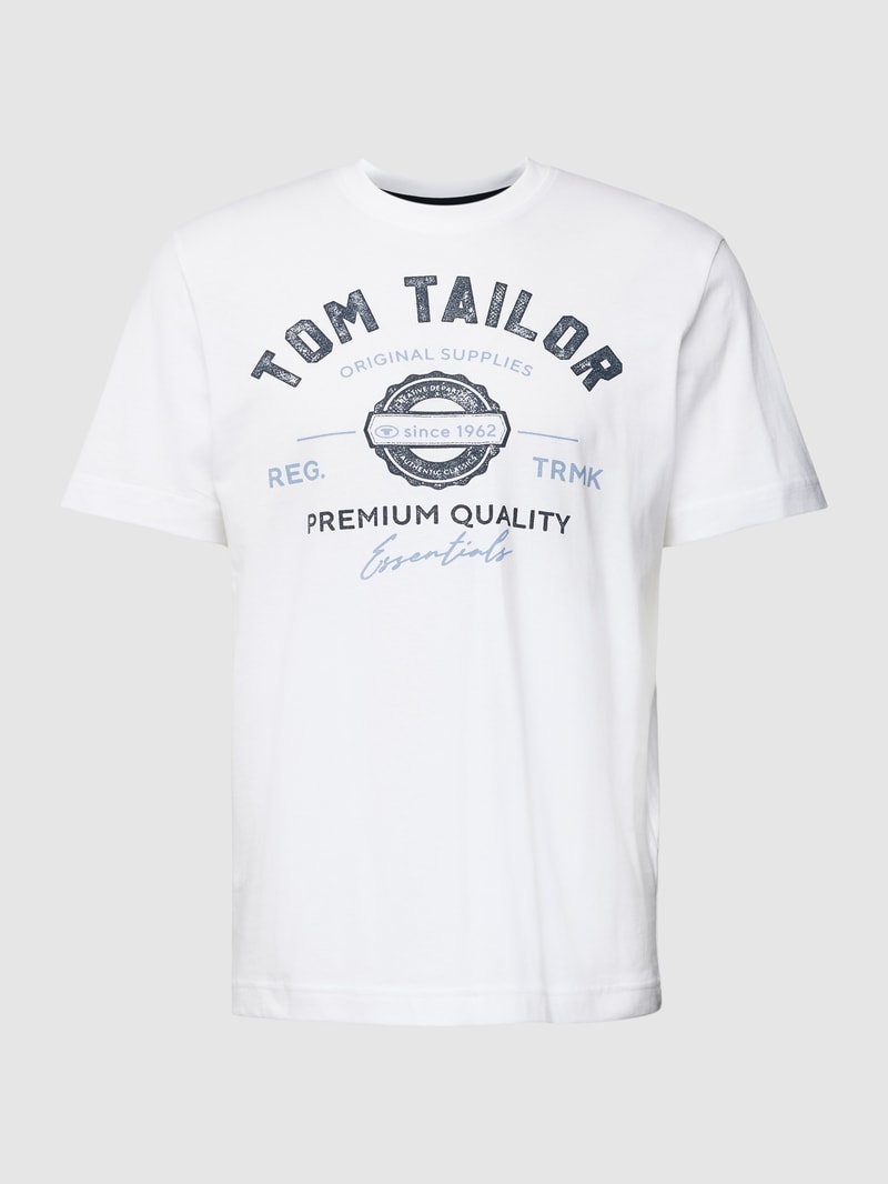 T-Shirt mit Label-Print in weiß