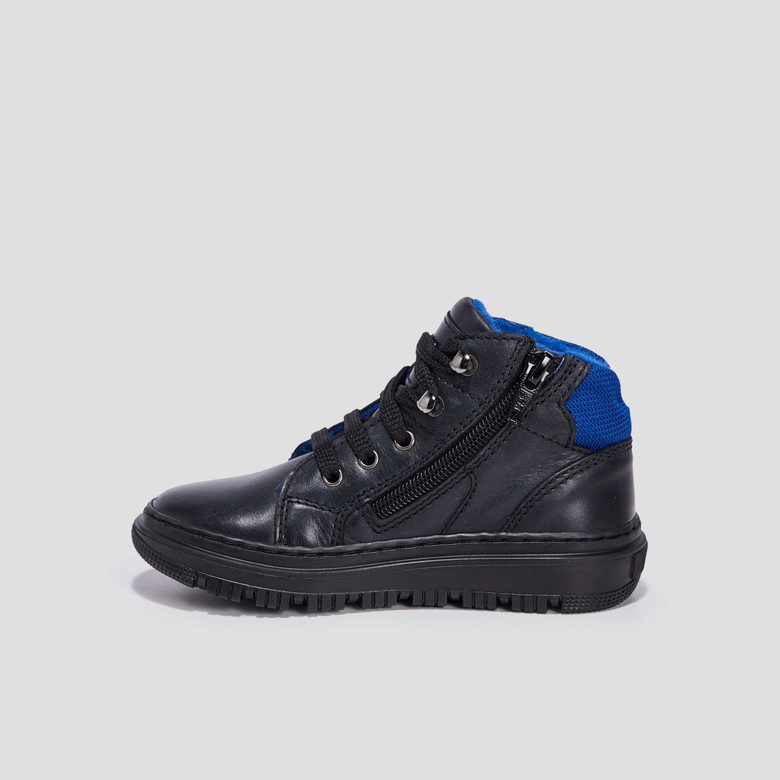 Baskets montantes zippées noir garçon | La Halle