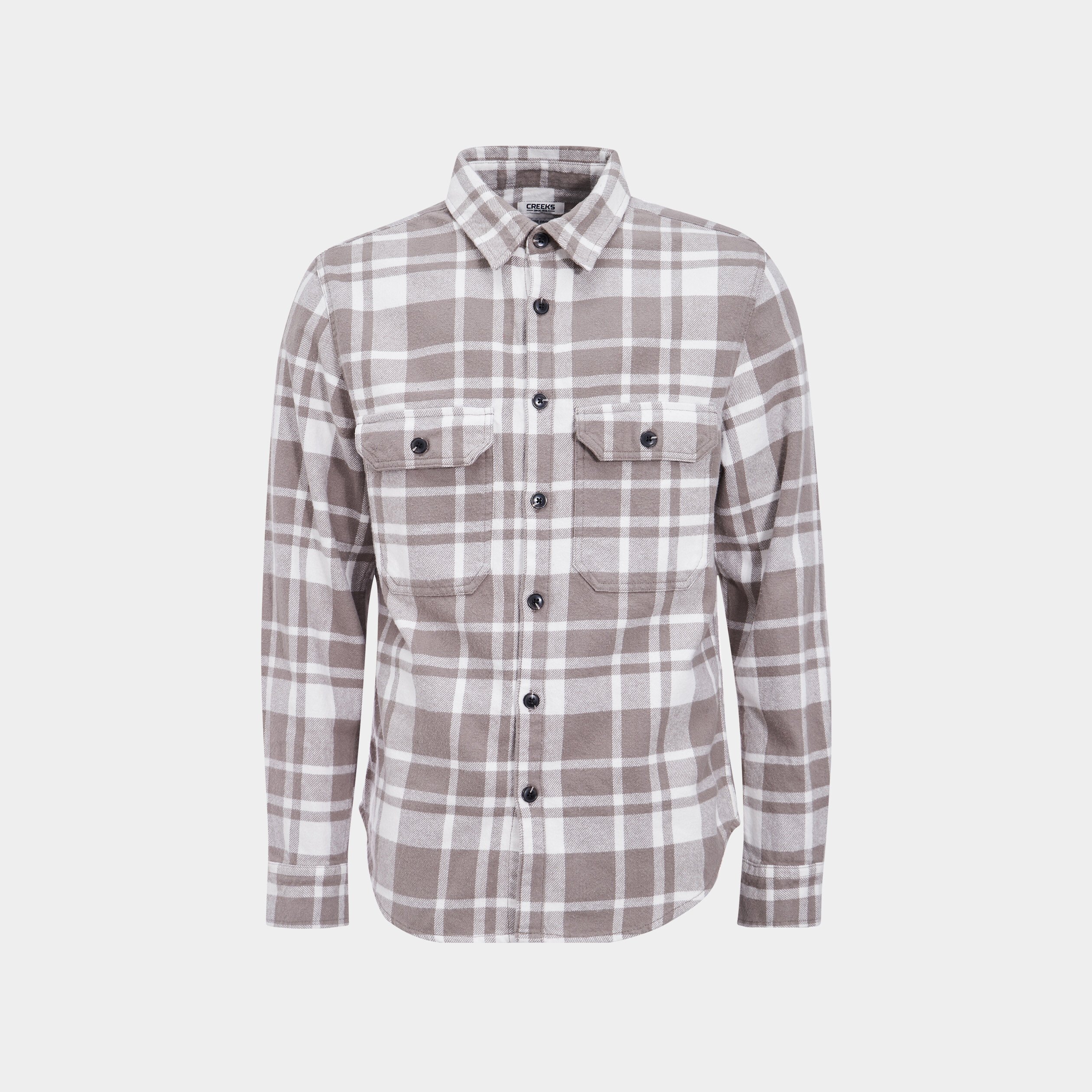 Surchemise coton manches longues Creeks gris homme | La Halle