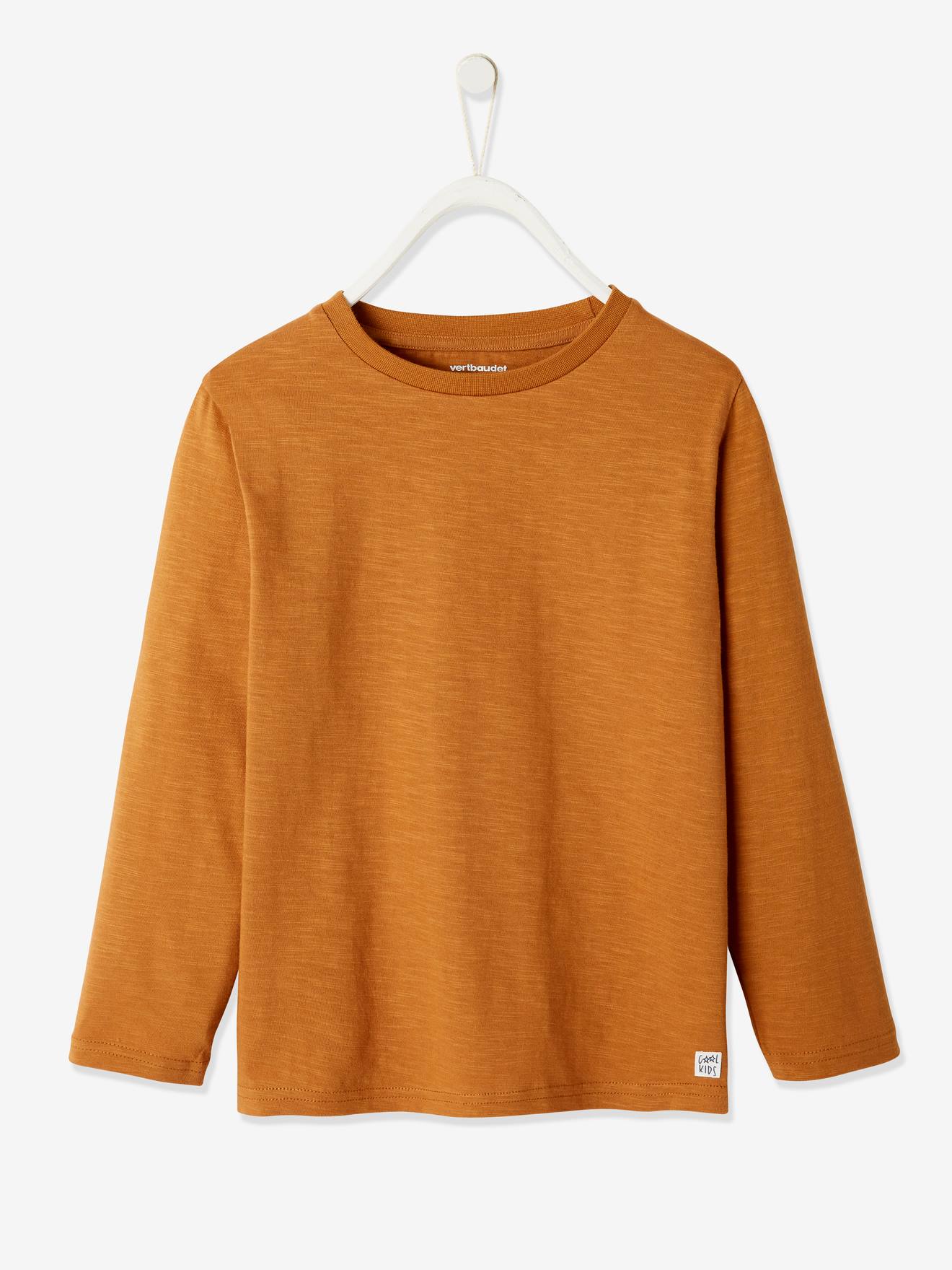 Vertbaudet Jungen Langarmshirt BASIC, personalisierbar Oeko-Tex - camelfarben