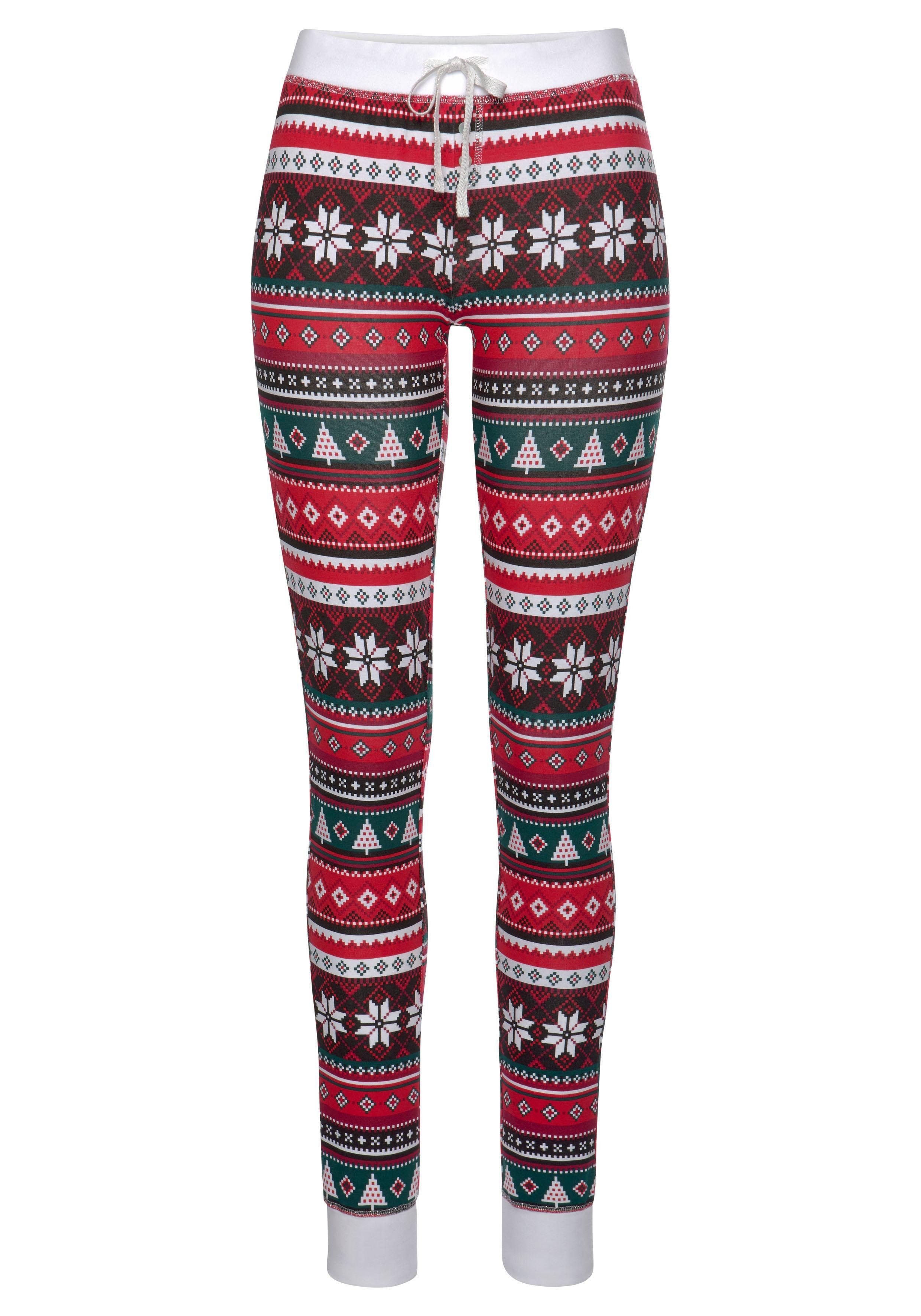 LASCANA Pyjama (2 tlg., 1 Stück) mit weihnachtlichem Muster