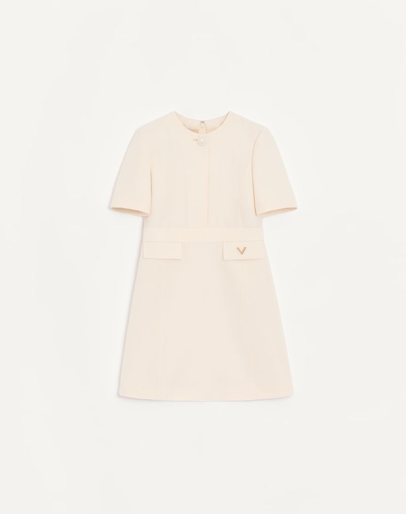 Vestido curto de crepe de alta costura