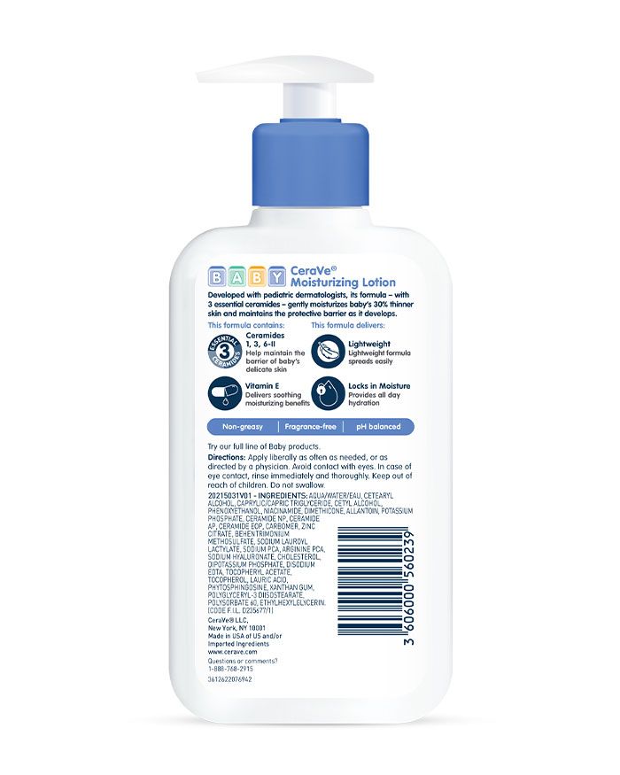 Lotion hydratante pour bébé sans parfum et sans parabènes