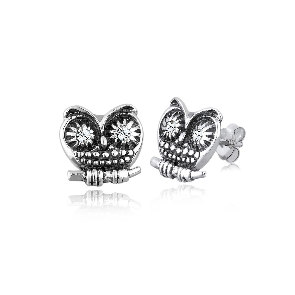 Elli Elli Boucles d'Oreilles Eule Tier Tracht Kristalle Boucles d'oreilles
