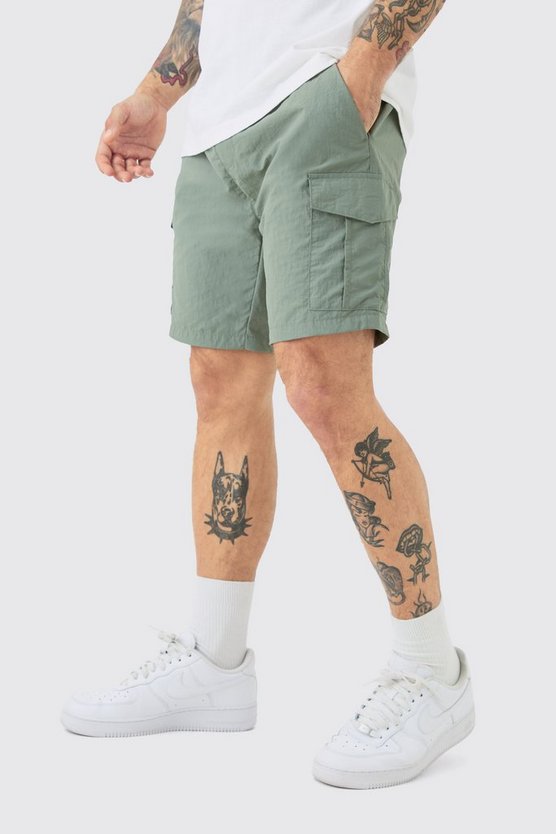 Slim-Fit Cargo-Shorts mit elastischem Bund