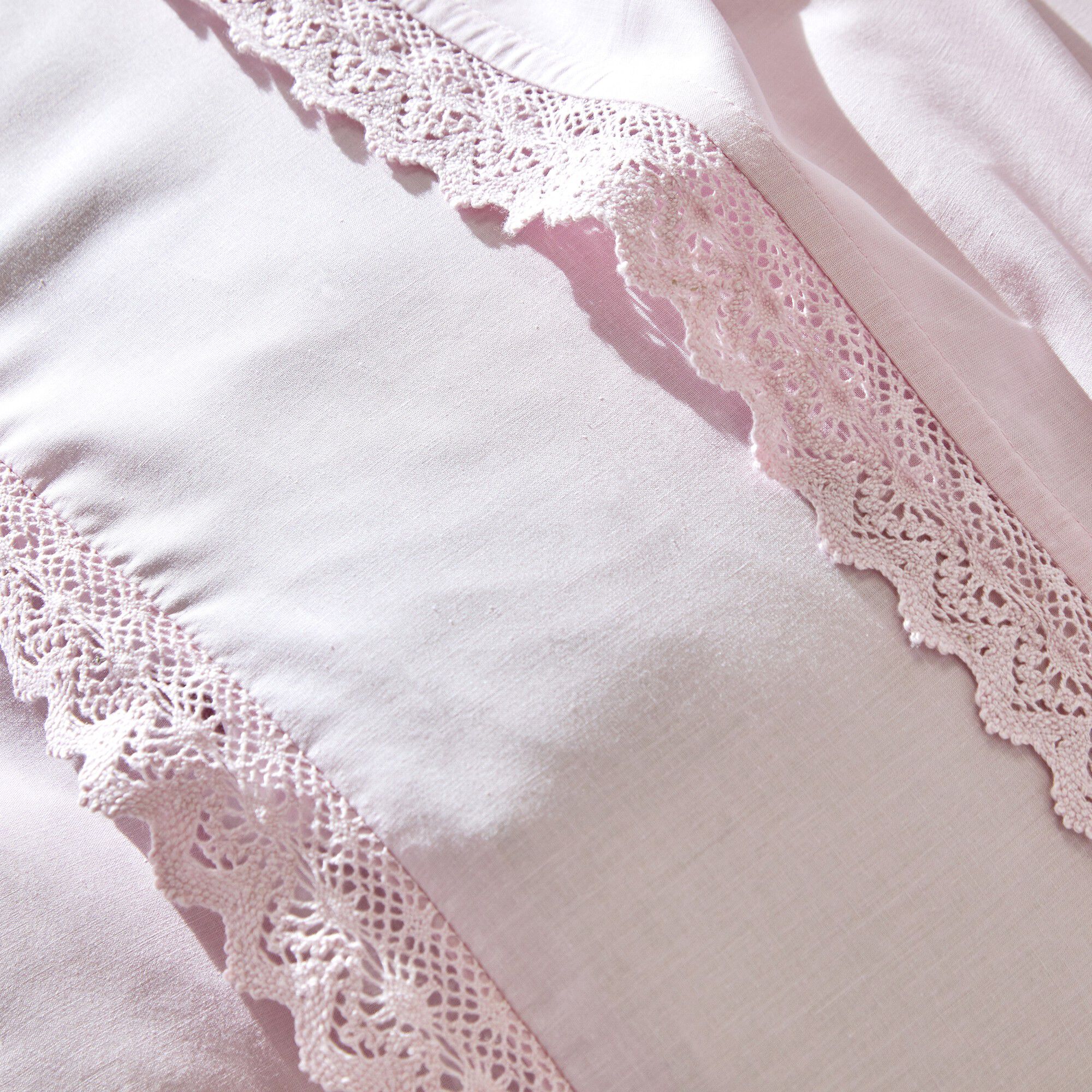 Linge de lit uni dentelle coton