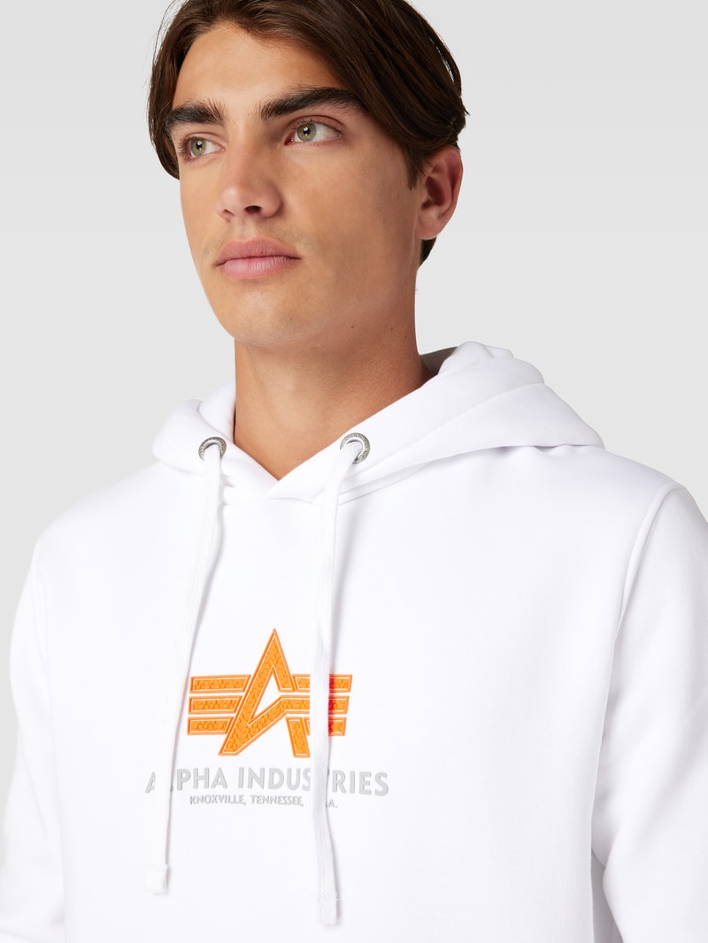 Hoodie mit Label-Print in weiß