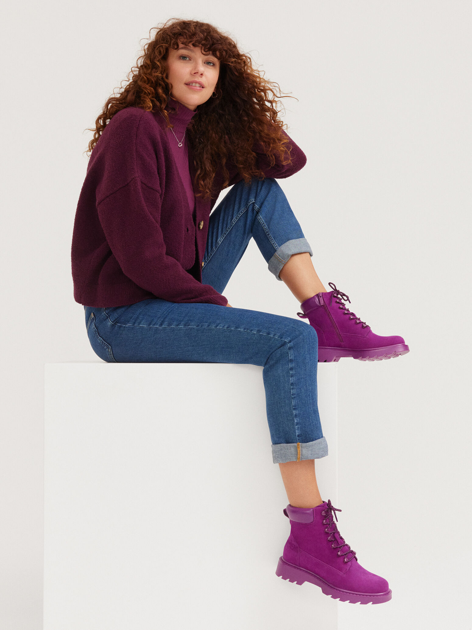 Bottine en cuir - rose fuchsia