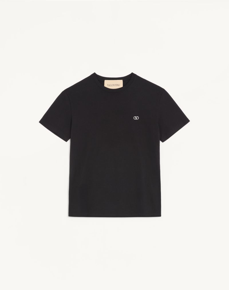 Valentino bomulds-T-shirt med V-logo-broderi