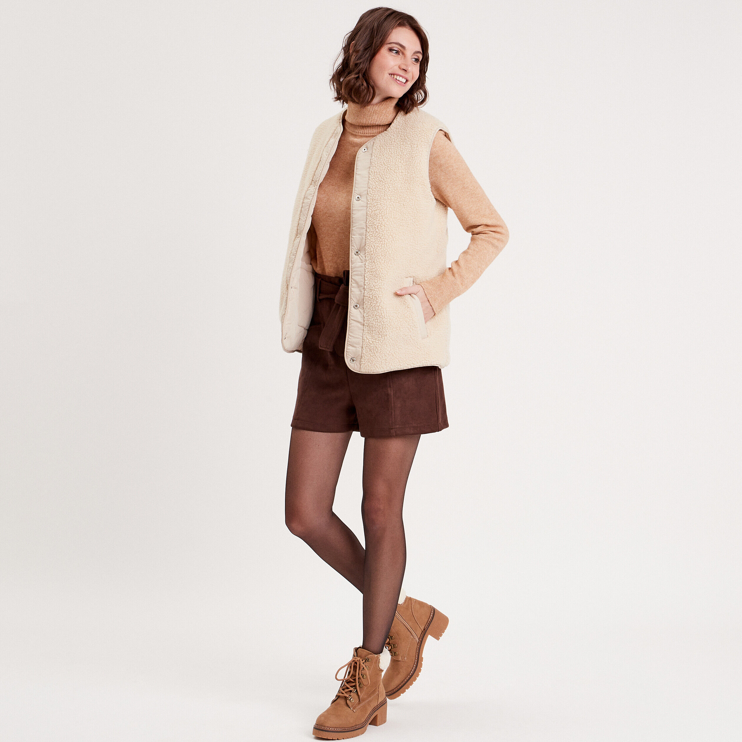 Veste réversible sans manches sable femme | Cache Cache