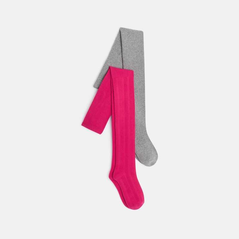 Collants chauds en tricot (lot de 2) roses fille
