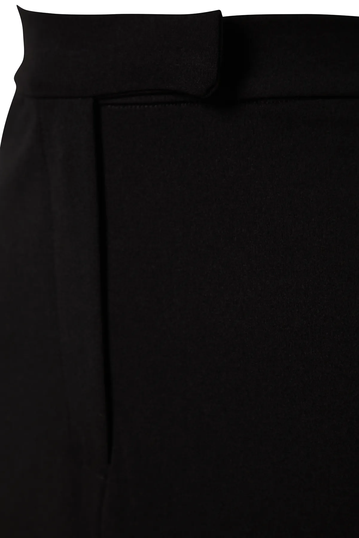 Trendyol Collection  Schwarzer eleganter Crêpe-Midi-Bleistiftrock mit hoher Taille, Stretch-Strickgürtel, Fleto-Tasche, TWOAW24ET00162