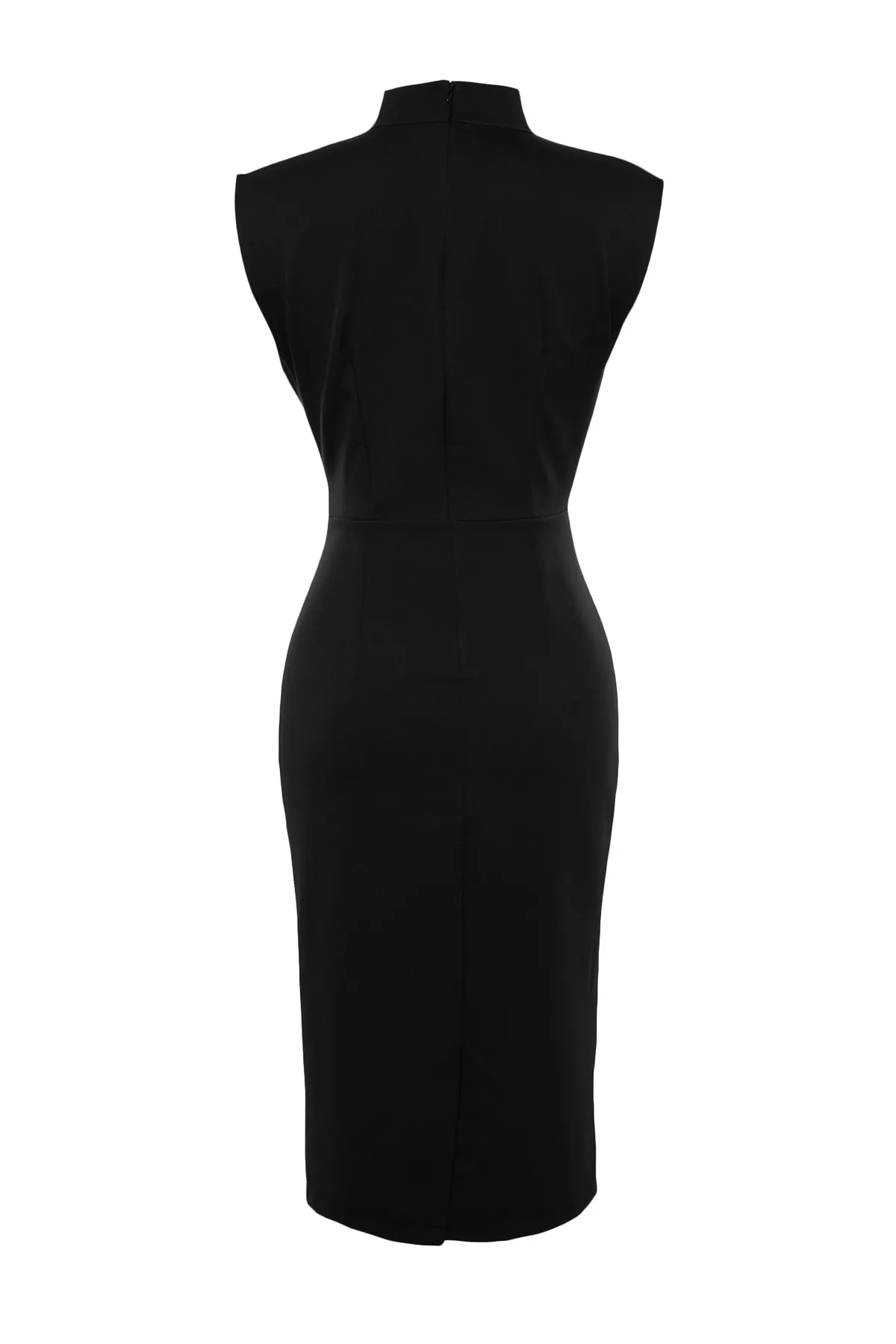 Trendyol Collection  Schwarzes, figurbetontes, gewebtes Kleid mit Stehkragen TWOAW20EL0311