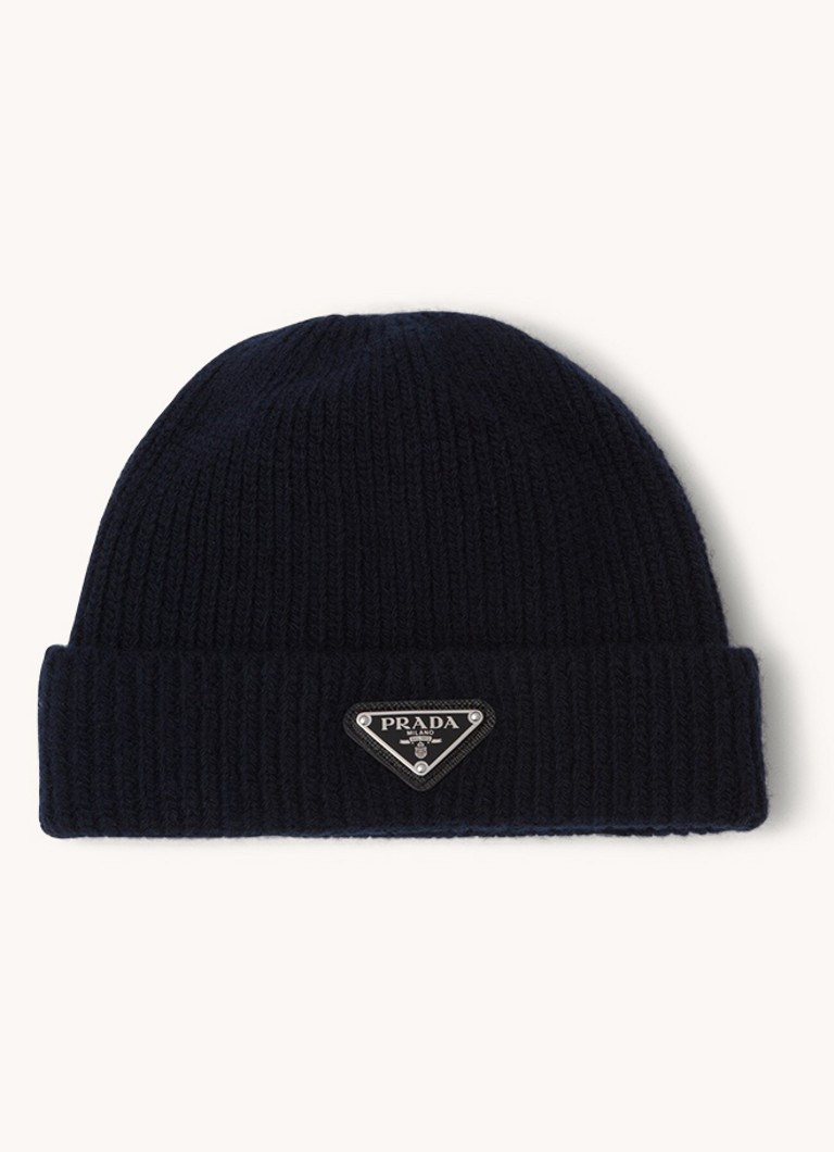 Prada Beanie in cashmere blend with logo