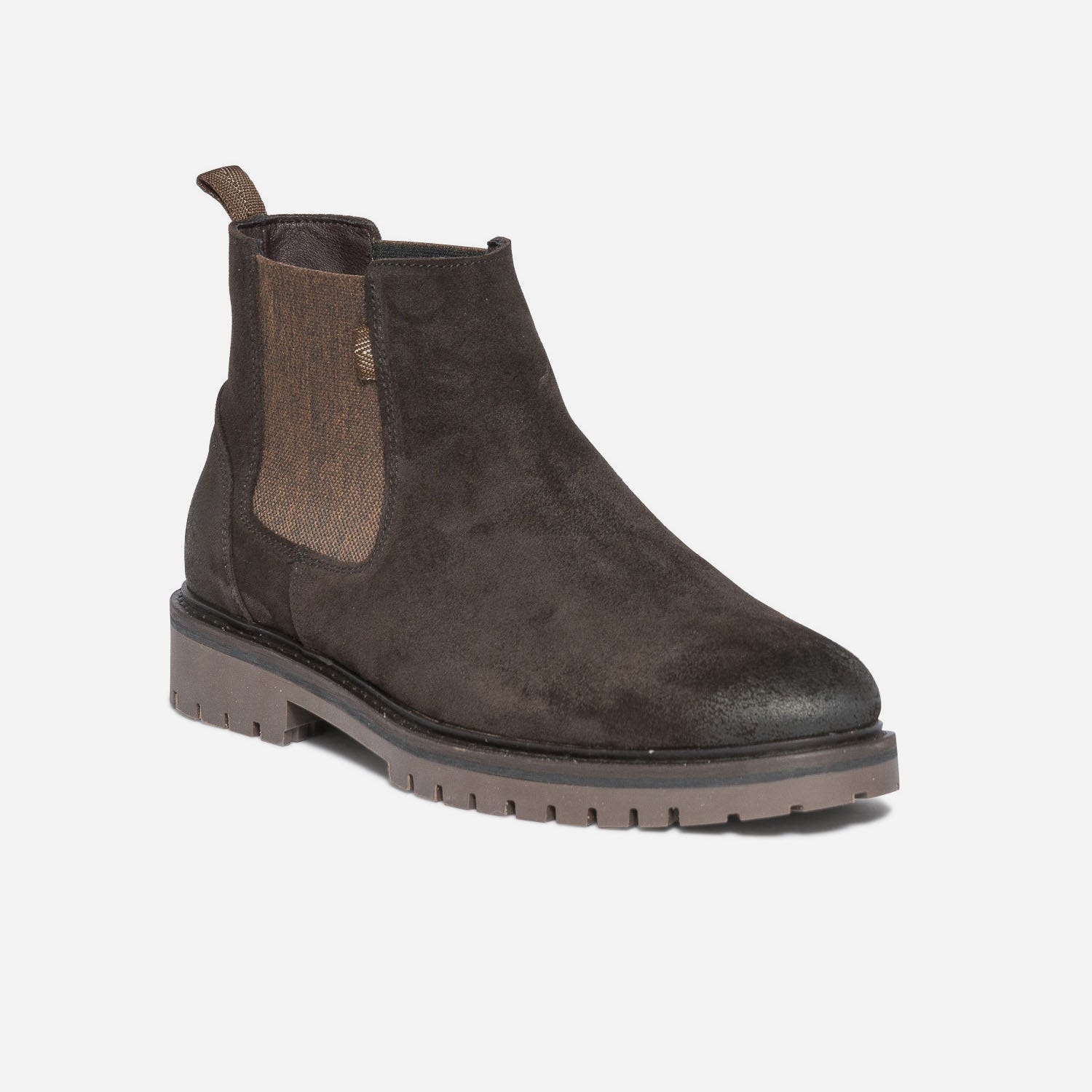 Chelsea boots marron éco-conçu en cuir velours