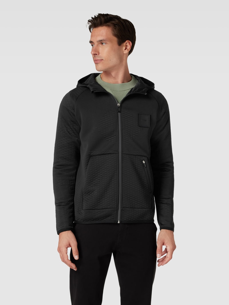 Sweatjacke mit Strukturmuster Modell 'Savion' in schwarz