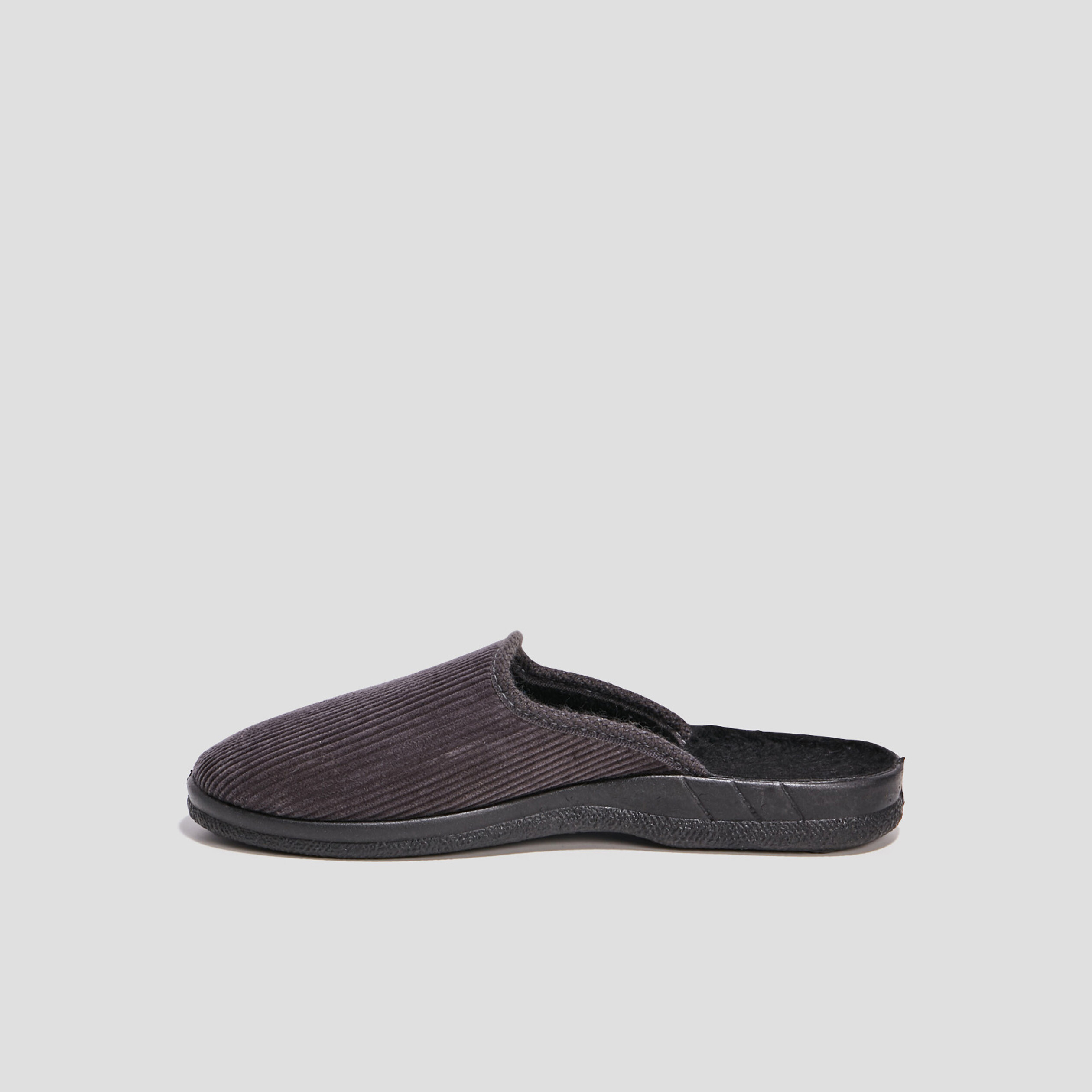 Chaussons mules velours gris homme | La Halle