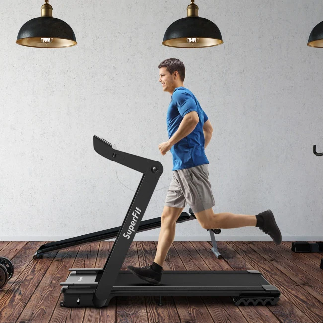 4.0HP Foldable Electric Treadmill Jogging Machine with Speaker LED - 57.5 x 31 x 43.5 (L x W x H)
