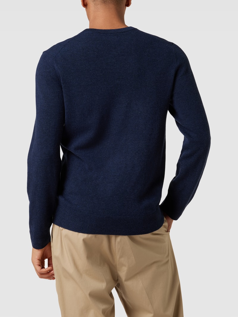 Strickpullover mit Label-Stitching in marineblau meliert
