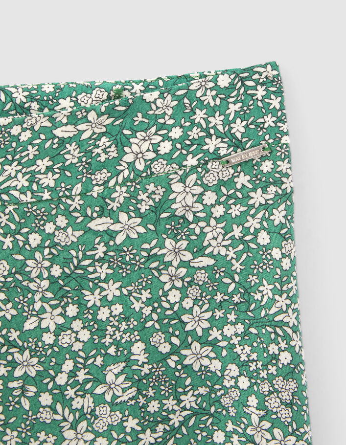 Jupe longue verte ECOVERO™ imprimé micro fleurs fille