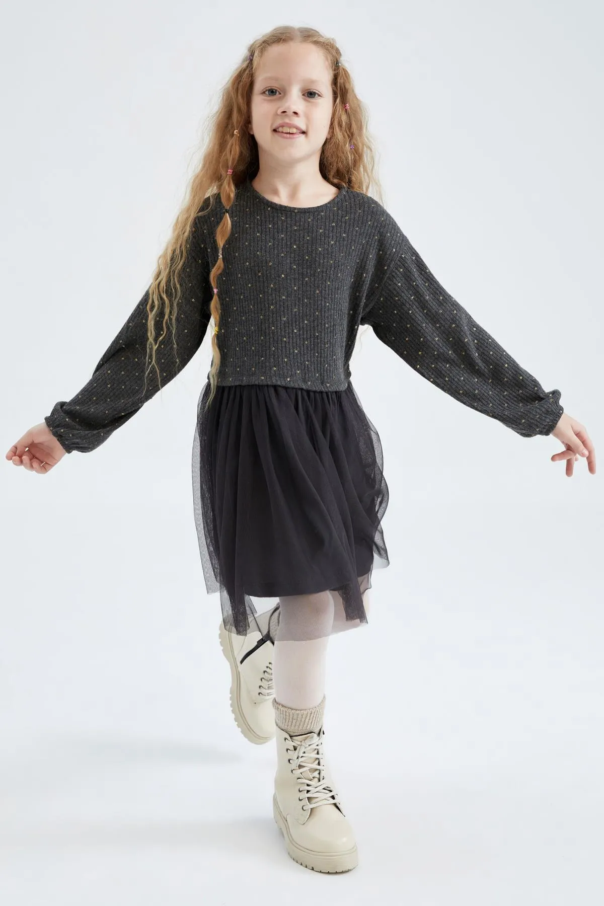 DeFacto  Langärmliges Tüllkleid für Mädchen