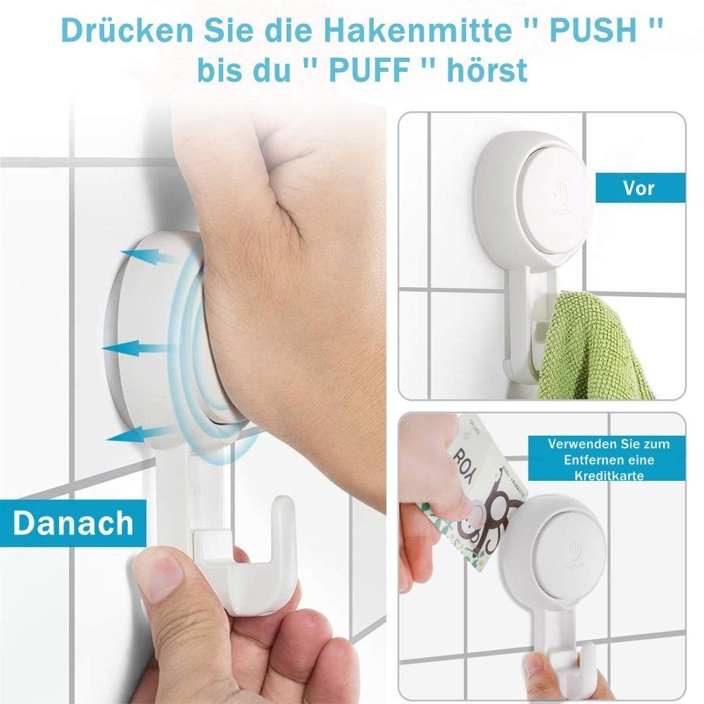 Elegear Wandhaken Wandhaken Handtuchhaken Saugnapf Haken Ohne Bohren, Badezimmer, Küche, Schlafzimmer, (2-St), Max. 5KG Wasserdicht
