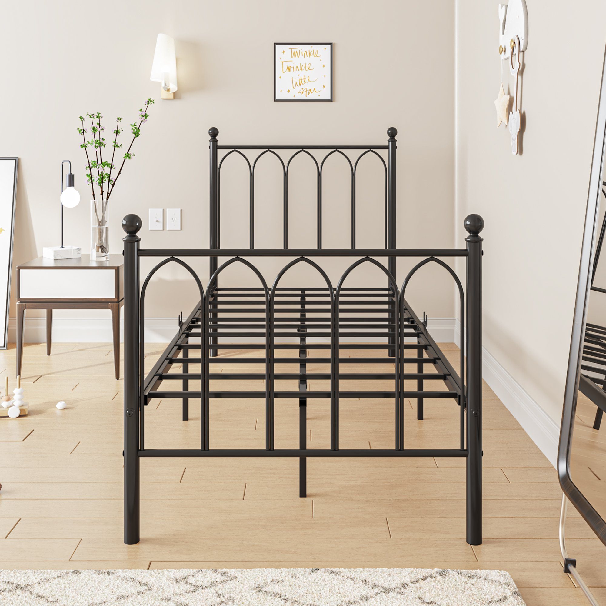 HAUSS SPLOE Metallbett Metallbett Bettgestelle Einzelbett Bettrahmen (90x190cm)